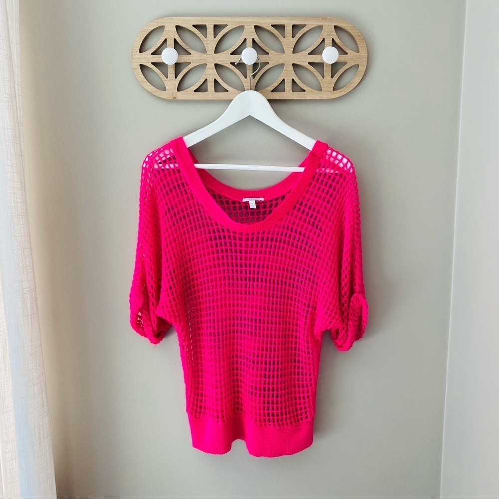 dELiA*s Open Knit Pullover Top Pink Sz XS